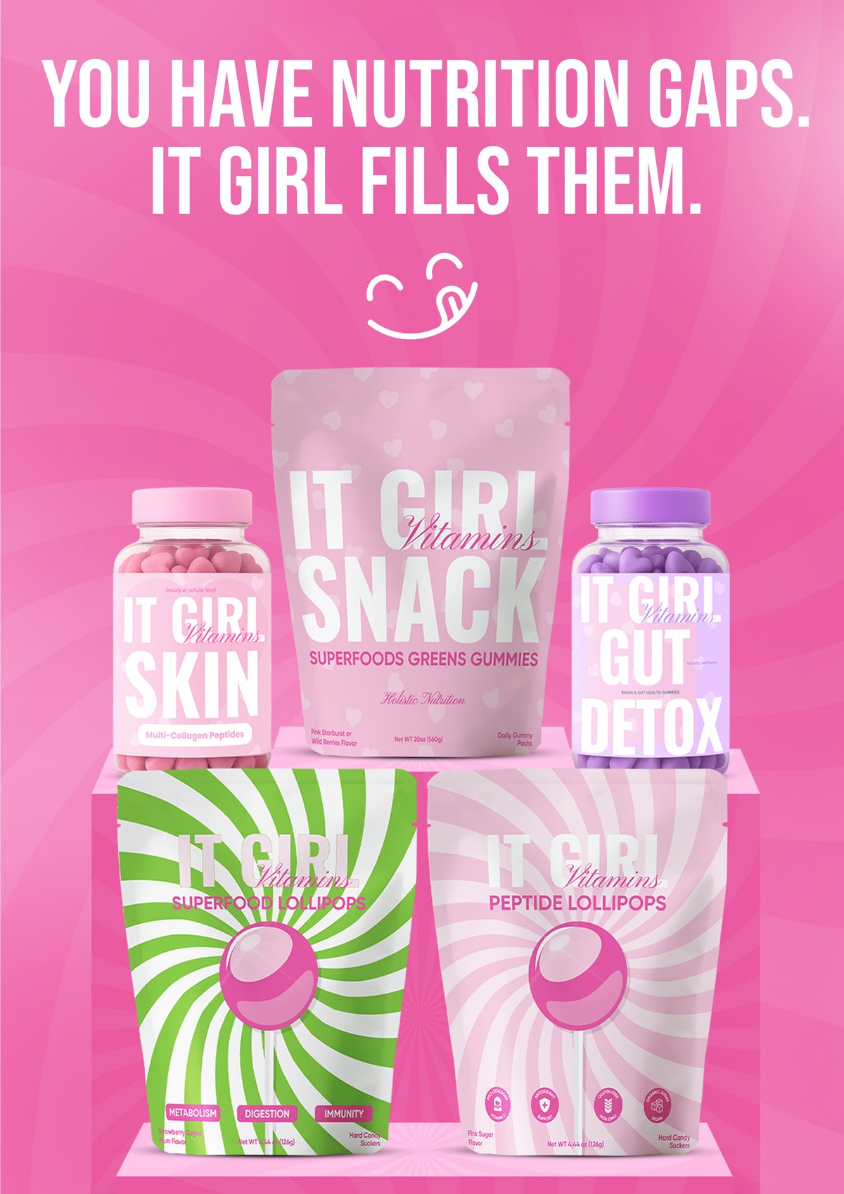 It Girl Beauty Lollipops - Collagen Peptides & Vitamin C Healthy Candy for Skin, Hair, Nails