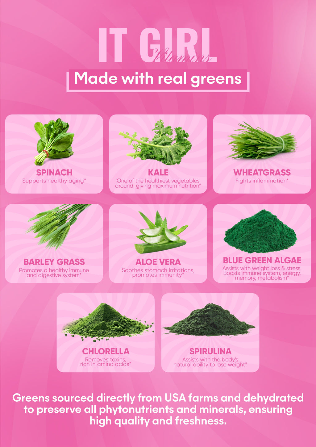 It Girl Superfood Greens Lollipops - Vegan Candy with Supergreens, Vitamins & Antioxidants