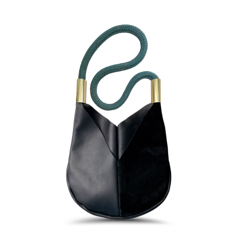 Original Wildwood Bag // Small Crossbody in Black Leather Seaside Teal Handbag Only