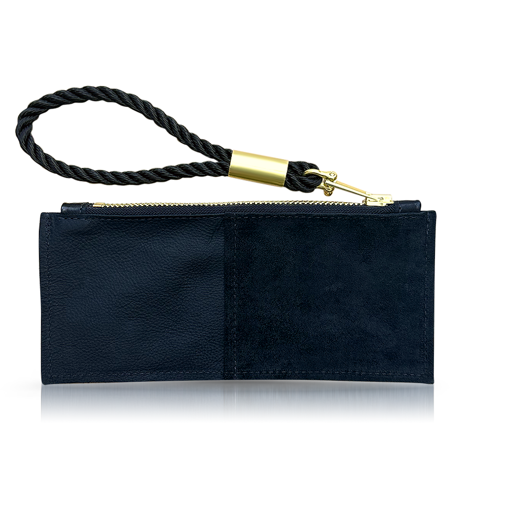 Leather Clutch + Rope Wristlet // in Black Leather Summer Night Black