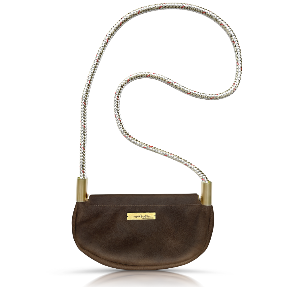 Clam Shell Bag // in Brown Leather Oyster Shell Gold Handbag Only