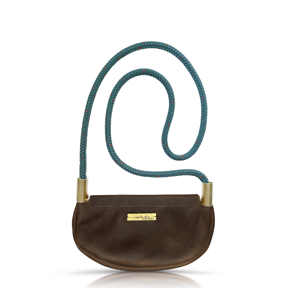 Clam Shell Bag // in Brown Leather Seaside Teal Handbag Only