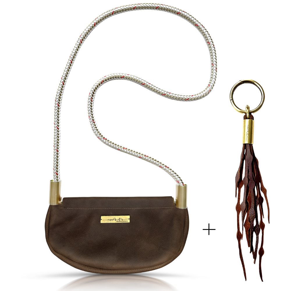 Clam Shell Bag // in Brown Leather Oyster Shell Gold Add a Matching Seaweed Tassel (save $10)