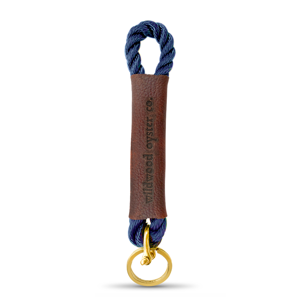 Rope + Leather Keychains New England Navy