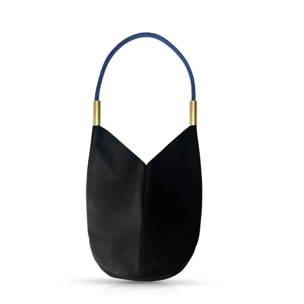 Mermaid Purse // in Black Leather Harborside Blue Shoulder (25") Handbag Only