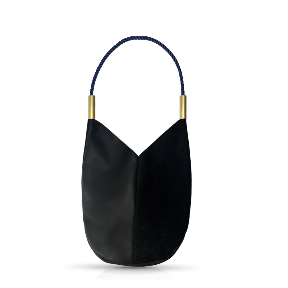 Mermaid Purse // in Black Leather New England Navy Shoulder (25") Handbag Only
