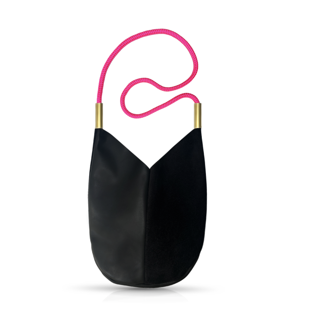 Mermaid Purse // in Black Leather Neon Pink Handbag Only
