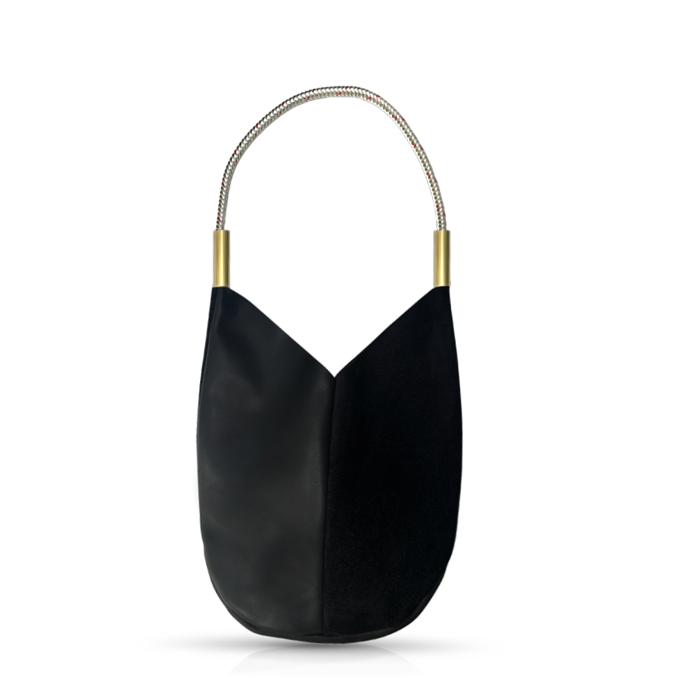 Mermaid Purse // in Black Leather Oyster Shell Gold Shoulder (25") Handbag Only