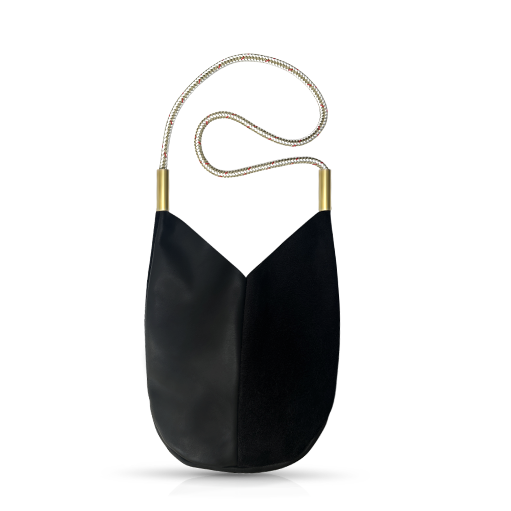 Mermaid Purse // in Black Leather Oyster Shell Gold Handbag Only