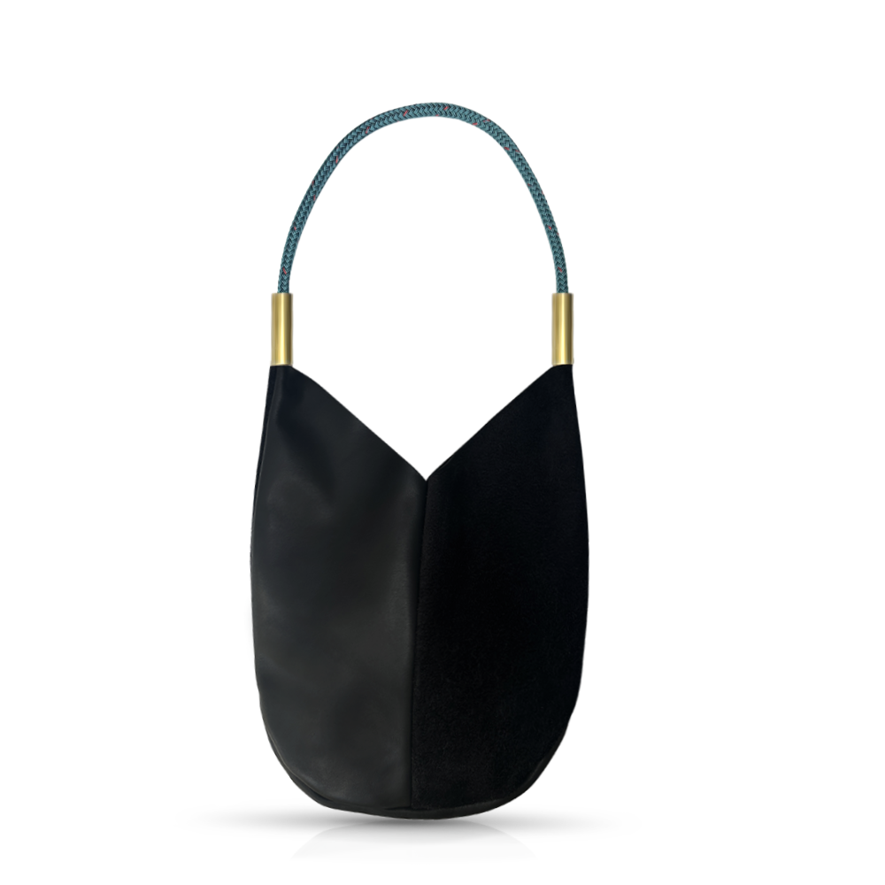 Mermaid Purse // in Black Leather Seaside Teal Shoulder (25") Handbag Only