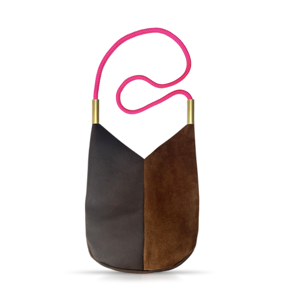Mermaid Purse // in Brown Leather Neon Pink Handbag Only