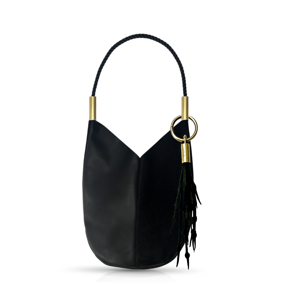 Mermaid Purse // in Black Leather Summer Night Black Shoulder (25") Add a Matching Seaweed Tassel (save $10)