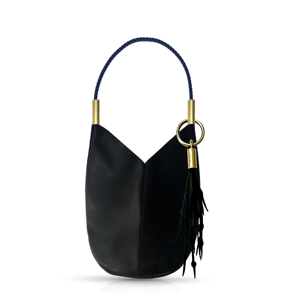 Mermaid Purse // in Black Leather New England Navy Shoulder (25") Add a Matching Seaweed Tassel (save $10)