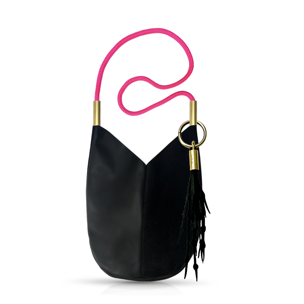 Mermaid Purse // in Black Leather Neon Pink Add a Matching Seaweed Tassel (save $10)