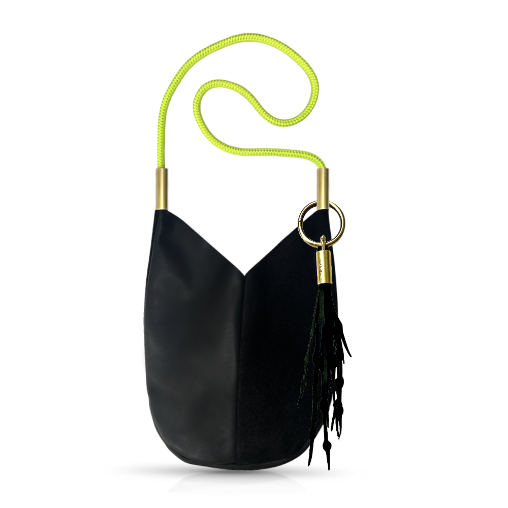 Mermaid Purse // in Black Leather Neon Yellow Add a Matching Seaweed Tassel (save $10)