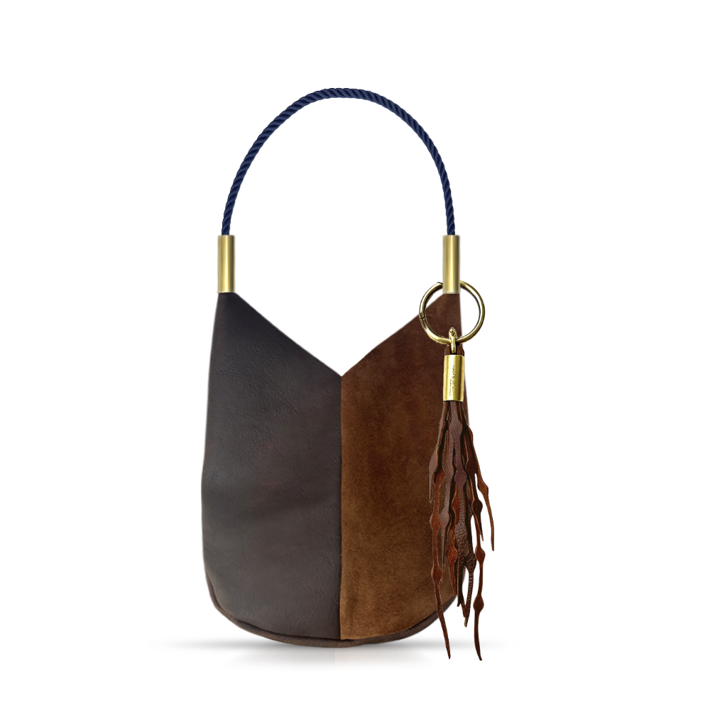Mermaid Purse // in Brown Leather New England Navy Shoulder (25") Add a Matching Seaweed Tassel (save $10)