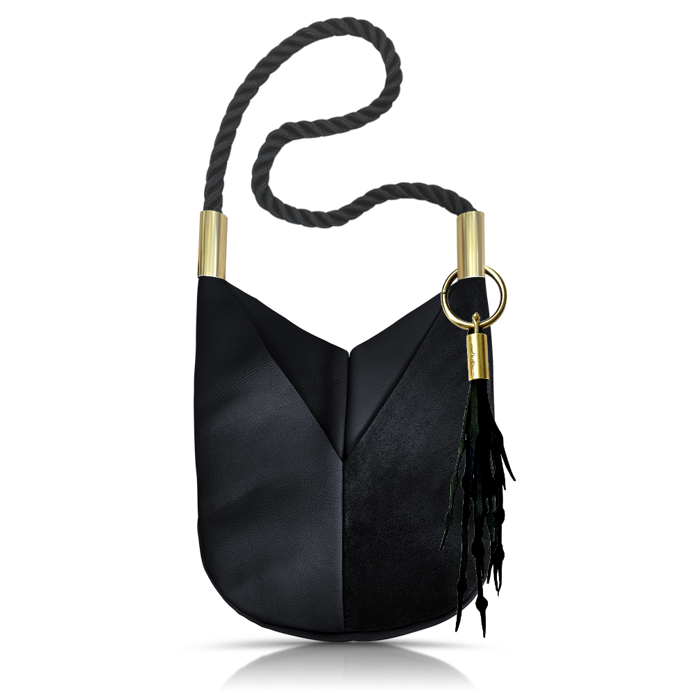 Original Wildwood Bag // Large Crossbody in Black Leather Summer Night Black Add a Matching Seaweed Tassel (save $10)