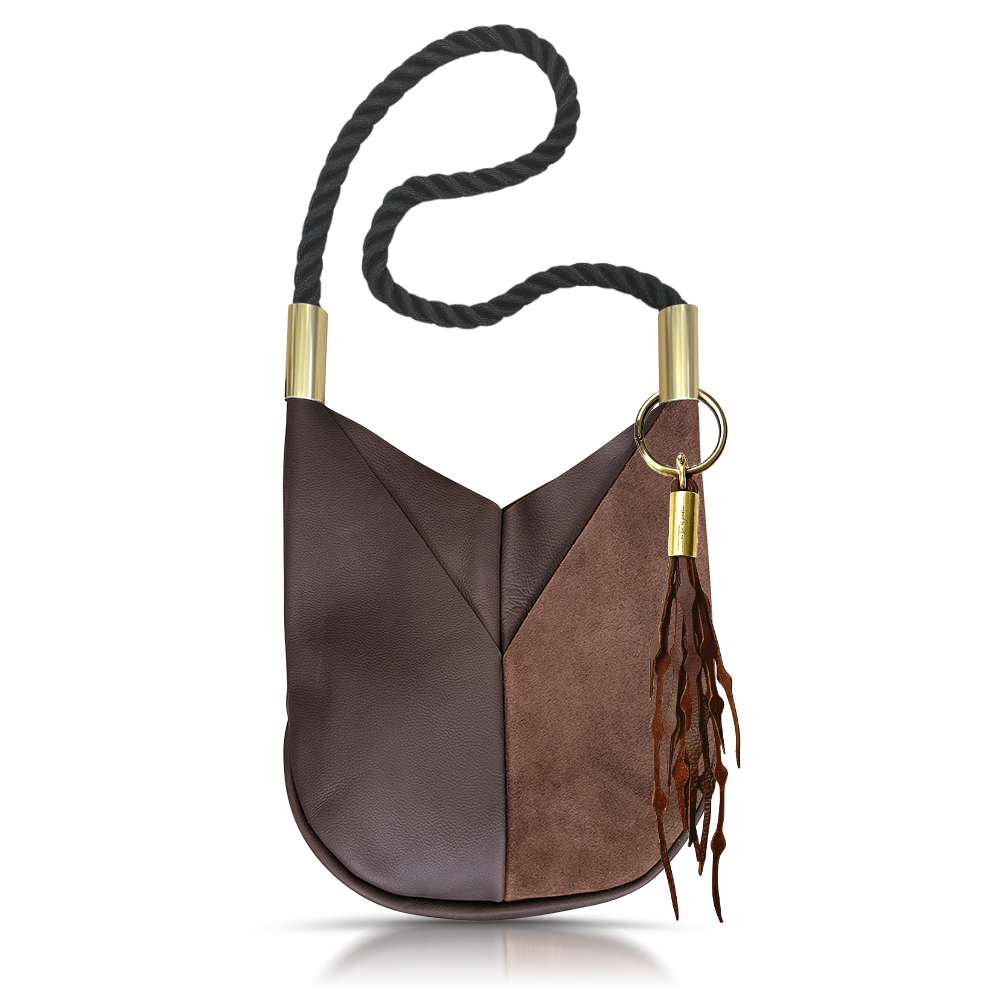 Original Wildwood Bag // Large Crossbody in Brown Leather Summer Night Black Add a Matching Seaweed Tassel (save $10)
