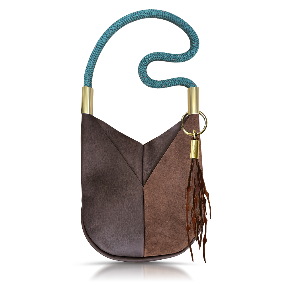 Original Wildwood Bag // Large Crossbody in Brown Leather Seaside Teal Add a Matching Seaweed Tassel (save $10)