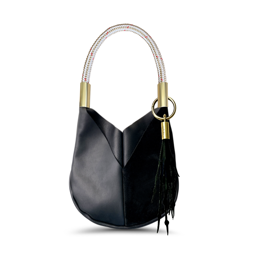 Original Wildwood Bag // Small in Black Leather Oyster Shell Gold Add a Matching Seaweed Tassel (save $10)