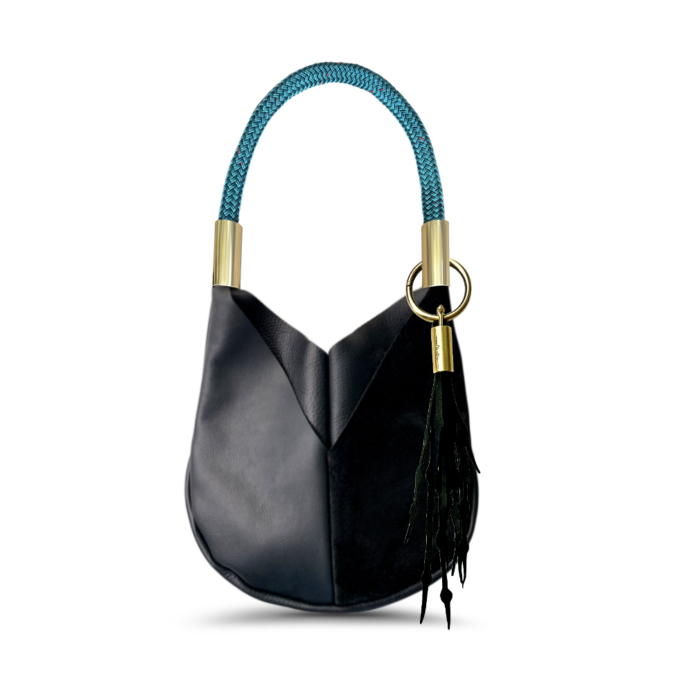 Original Wildwood Bag // Small in Black Leather Seaside Teal Add a Matching Seaweed Tassel (save $10)