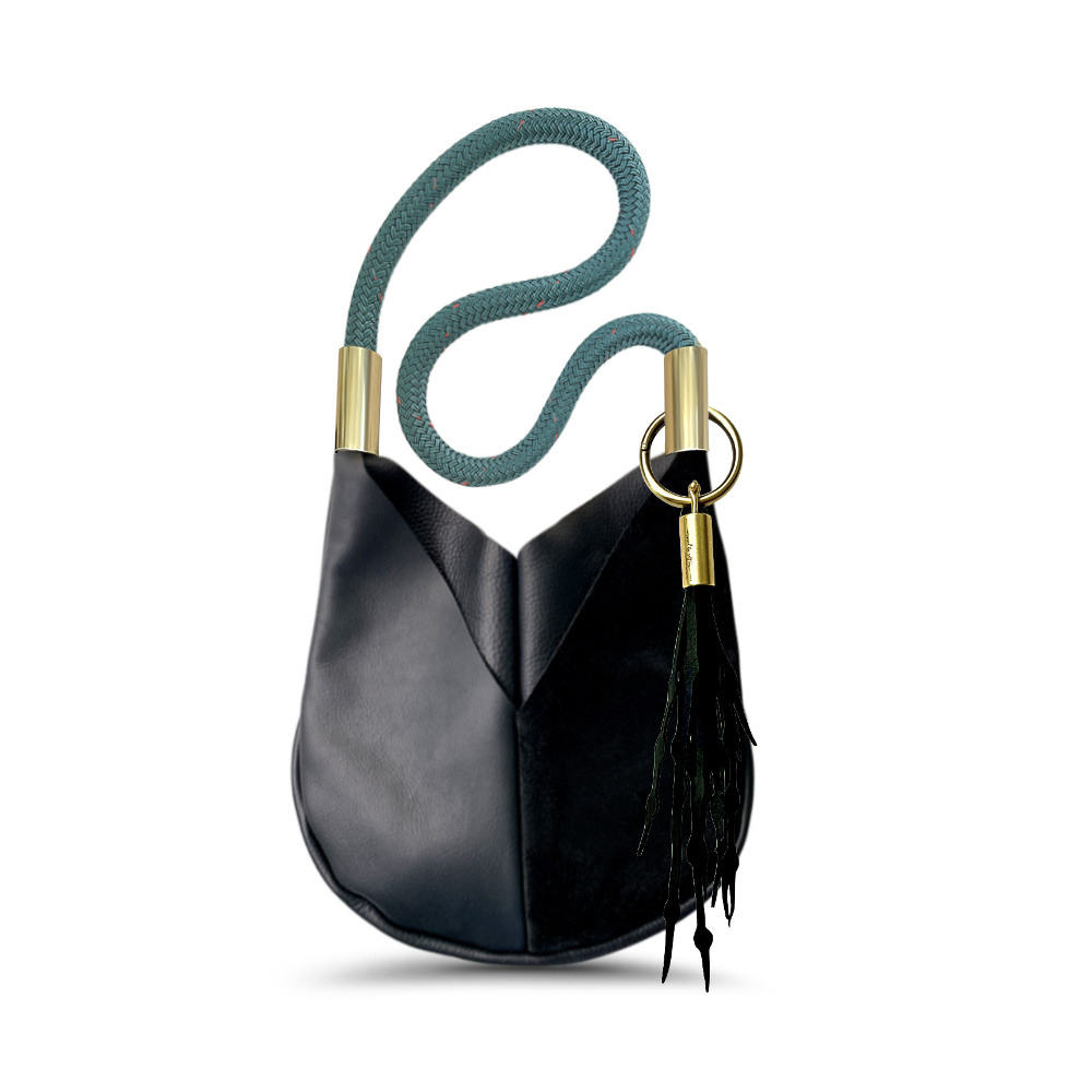 Original Wildwood Bag // Small Crossbody in Black Leather Seaside Teal Add a Matching Seaweed Tassel (save $10)