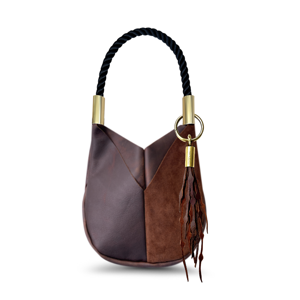 Original Wildwood Bag // Small in Brown Leather Summer Night Black Add a Matching Seaweed Tassel (save $10)