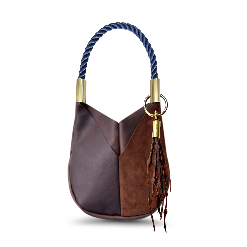 Original Wildwood Bag // Small in Brown Leather New England Navy Add a Matching Seaweed Tassel (save $10)
