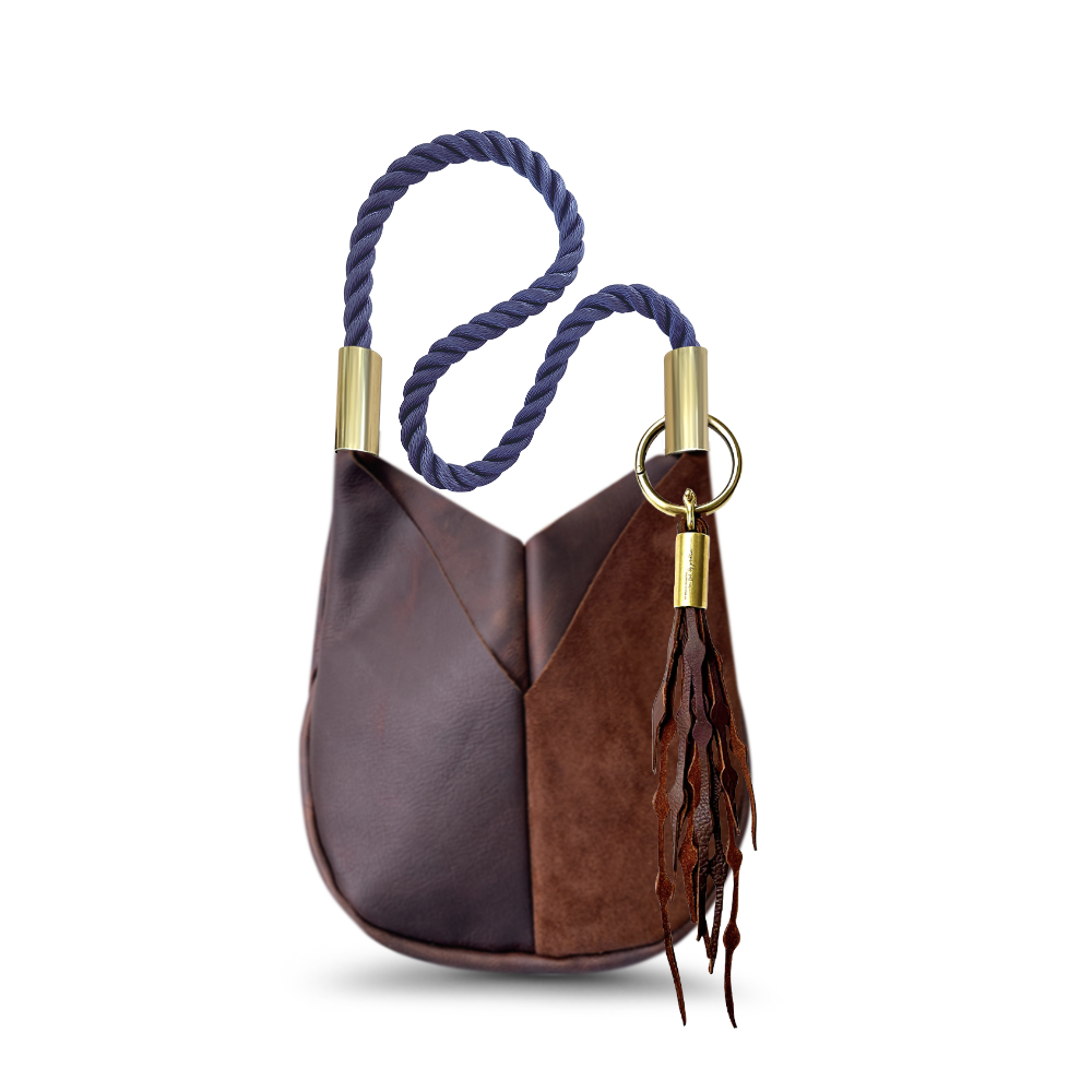 Original Wildwood Bag // Small Crossbody in Brown Leather New England Navy Add a Matching Seaweed Tassel (save $10)