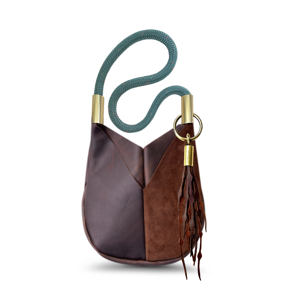 Original Wildwood Bag // Small Crossbody in Brown Leather Seaside Teal Add a Matching Seaweed Tassel (save $10)