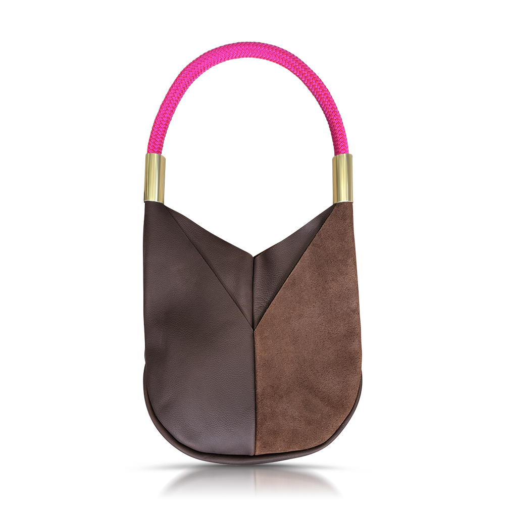 Original Wildwood Bag // Large in Brown Leather Neon Pink Handbag Only