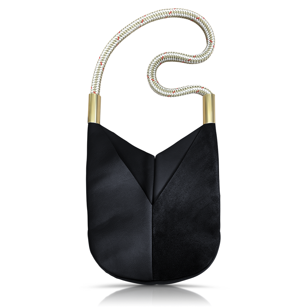 Original Wildwood Bag // Large Crossbody in Black Leather Oyster Shell Gold Handbag Only
