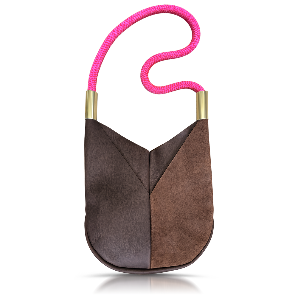 Original Wildwood Bag // Large Crossbody in Brown Leather Neon Pink Handbag Only