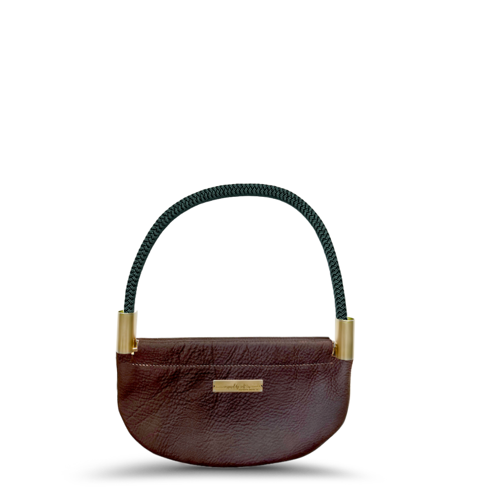 Oyster Shell Bag // in Brown Leather