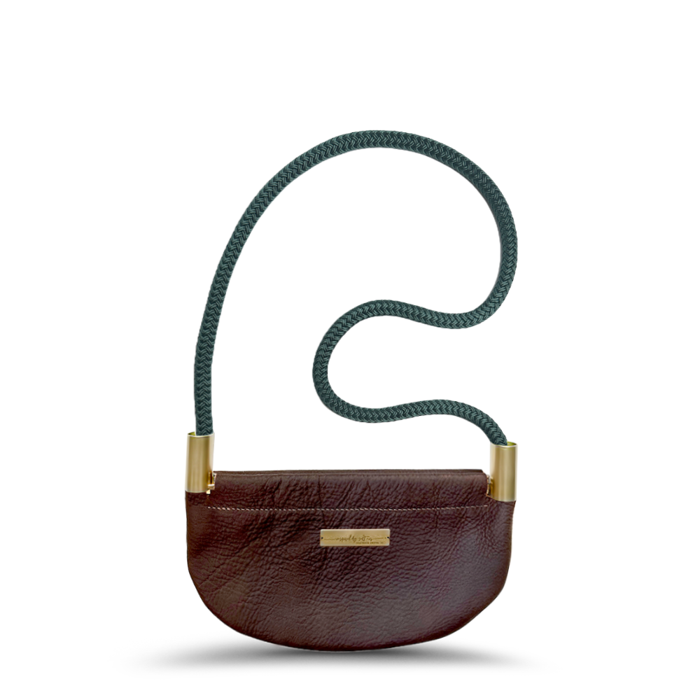 Oyster Shell Bag // in Brown Leather