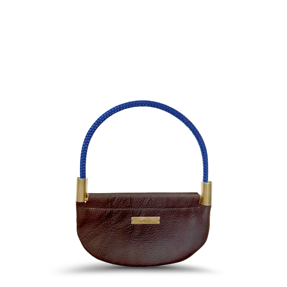 Oyster Shell Bag // in Brown Leather Wrist (19") Handbag Only