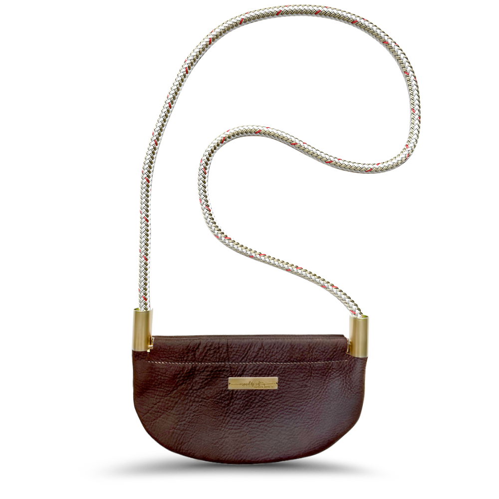 Oyster Shell Bag // in Brown Leather Oyster Shell Gold Handbag Only