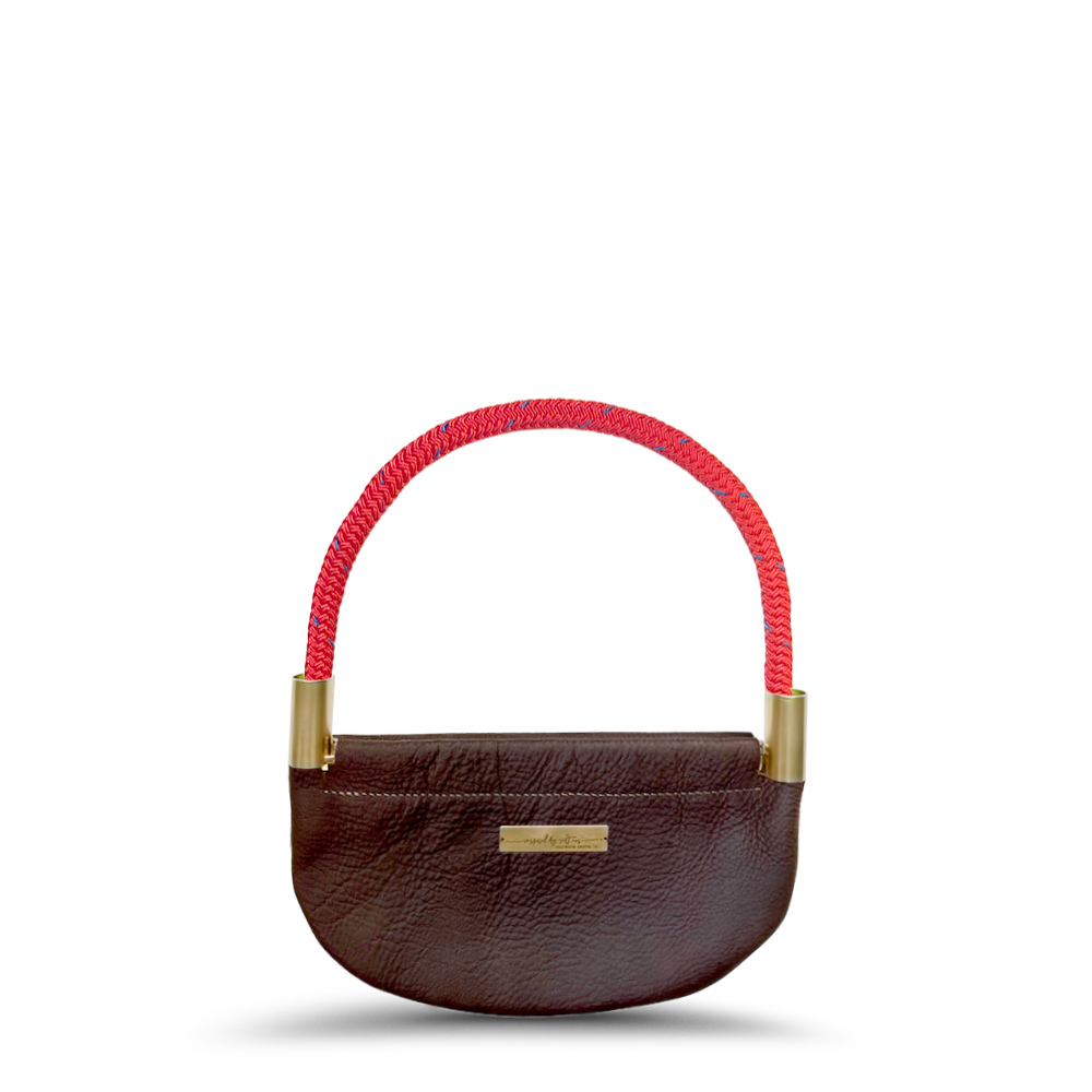 Oyster Shell Bag // in Brown Leather