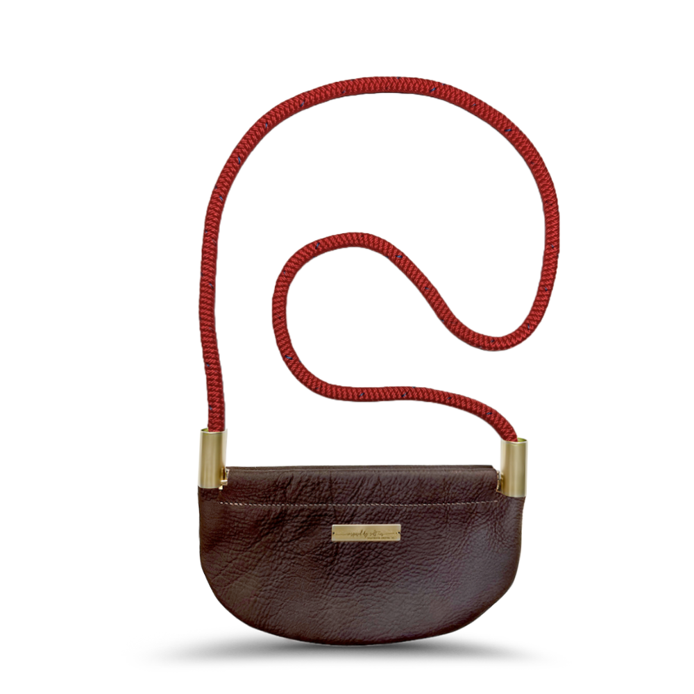 Oyster Shell Bag // in Brown Leather