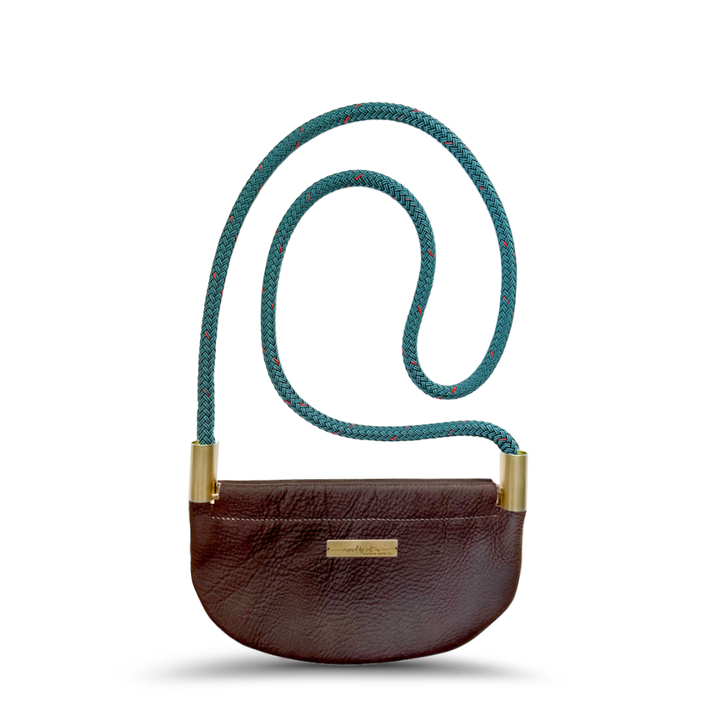 Oyster Shell Bag // in Brown Leather Seaside Teal Handbag Only