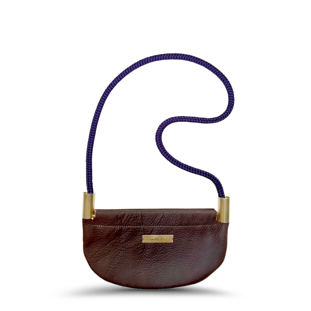 Oyster Shell Bag // in Brown Leather