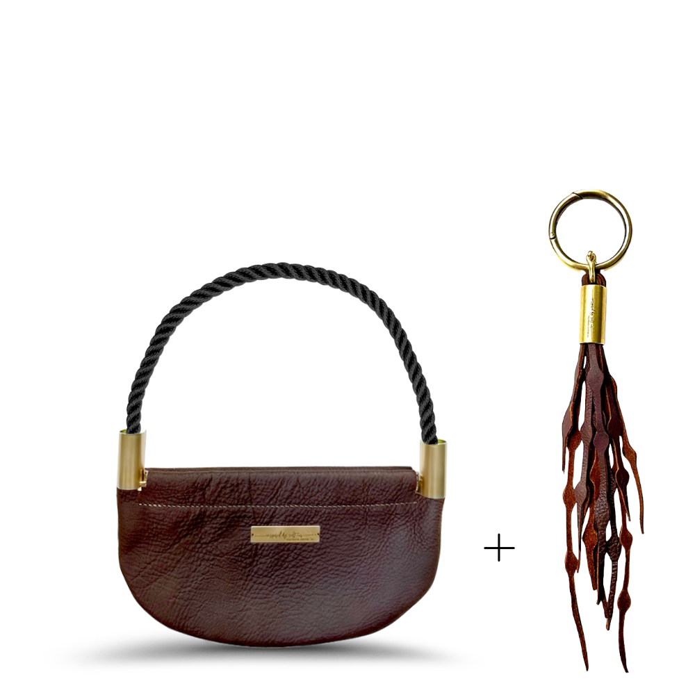 Oyster Shell Bag // in Brown Leather Summer Night Black Wrist (19") Add a Matching Seaweed Tassel (save $10)