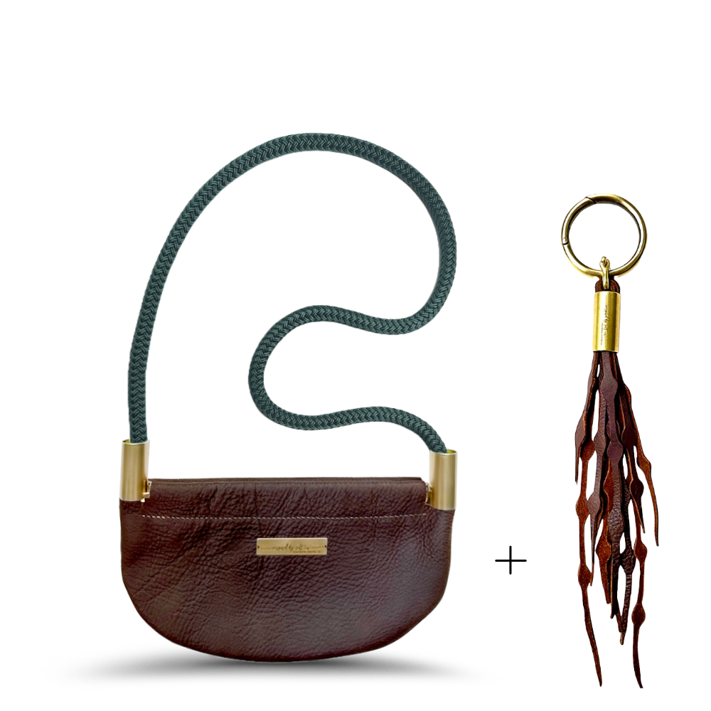 Oyster Shell Bag // in Brown Leather