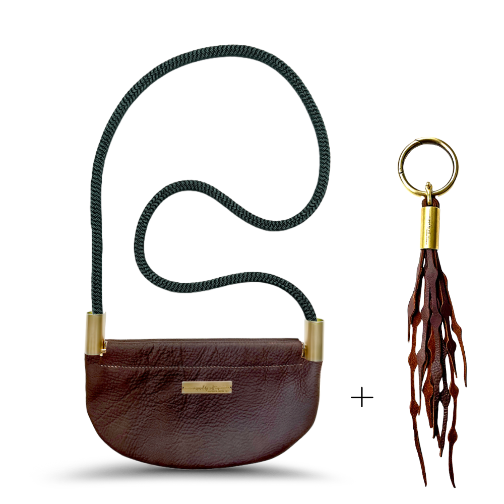 Oyster Shell Bag // in Brown Leather