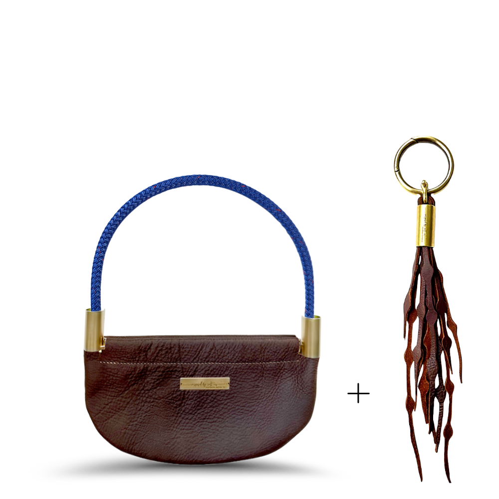 Oyster Shell Bag // in Brown Leather Wrist (19") Add a Matching Seaweed Tassel (save $10)