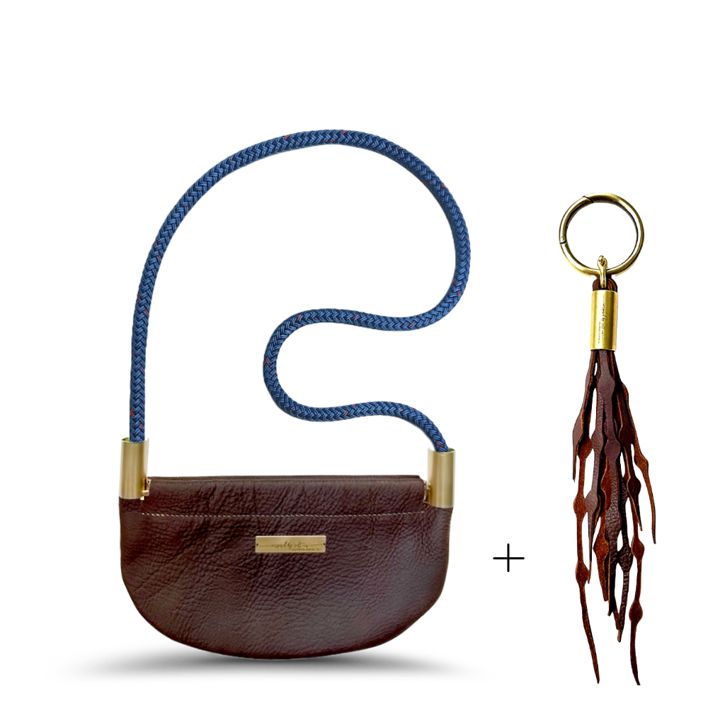Oyster Shell Bag // in Brown Leather Shoulder (35") Add a Matching Seaweed Tassel (save $10)