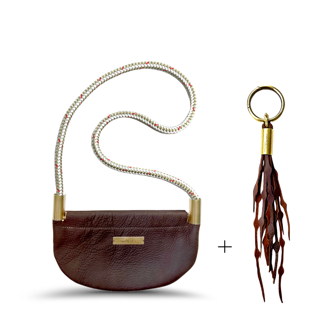 Oyster Shell Bag // in Brown Leather Oyster Shell Gold Shoulder (35") Add a Matching Seaweed Tassel (save $10)