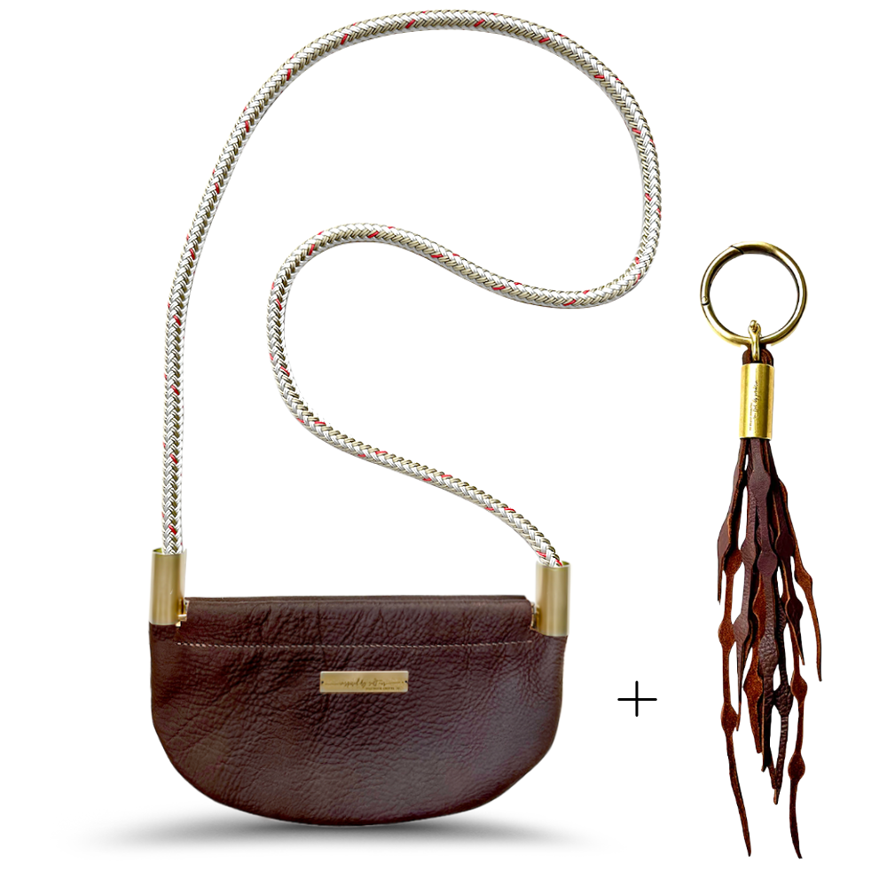 Oyster Shell Bag // in Brown Leather Oyster Shell Gold Add a Matching Seaweed Tassel (save $10)