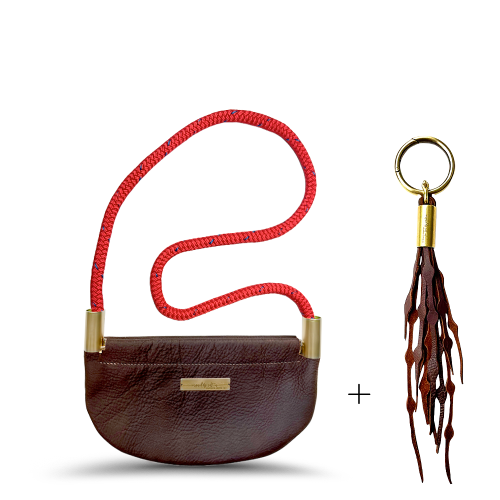 Oyster Shell Bag // in Brown Leather