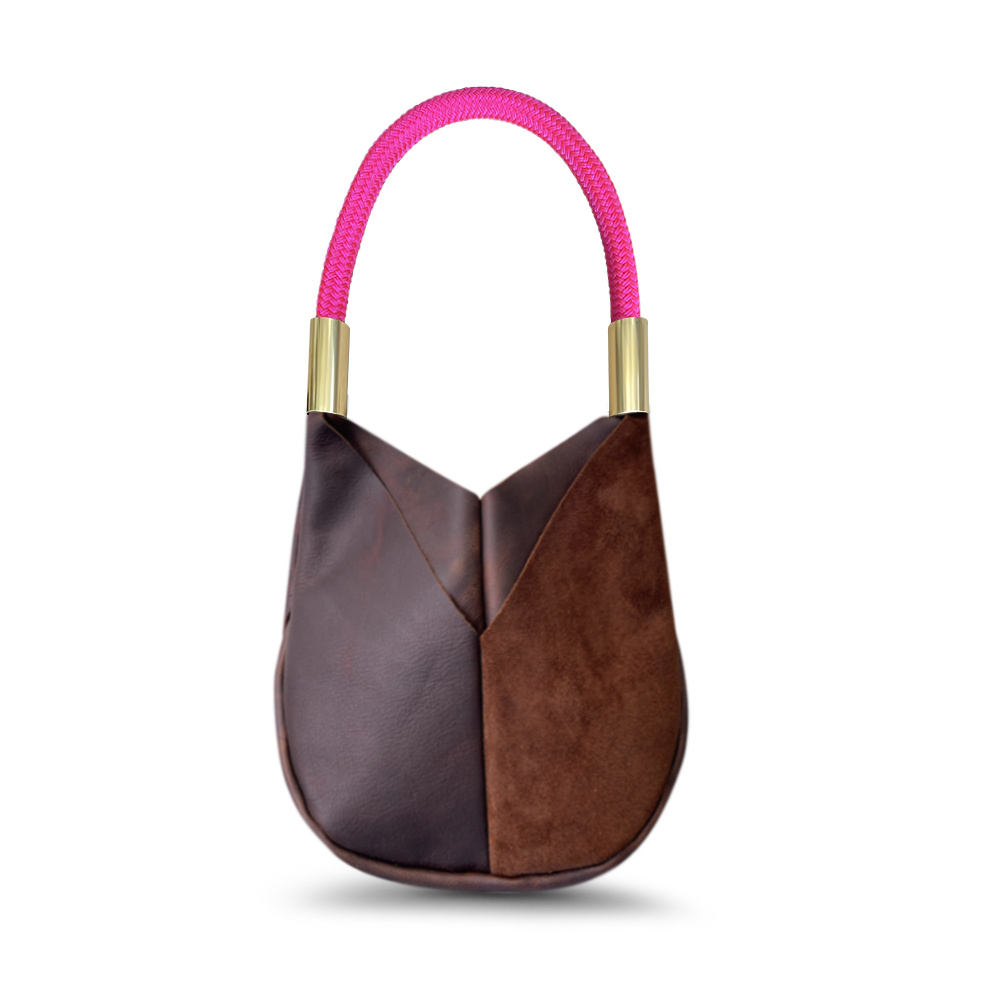 Original Wildwood Bag // Small in Brown Leather Neon Pink Handbag Only